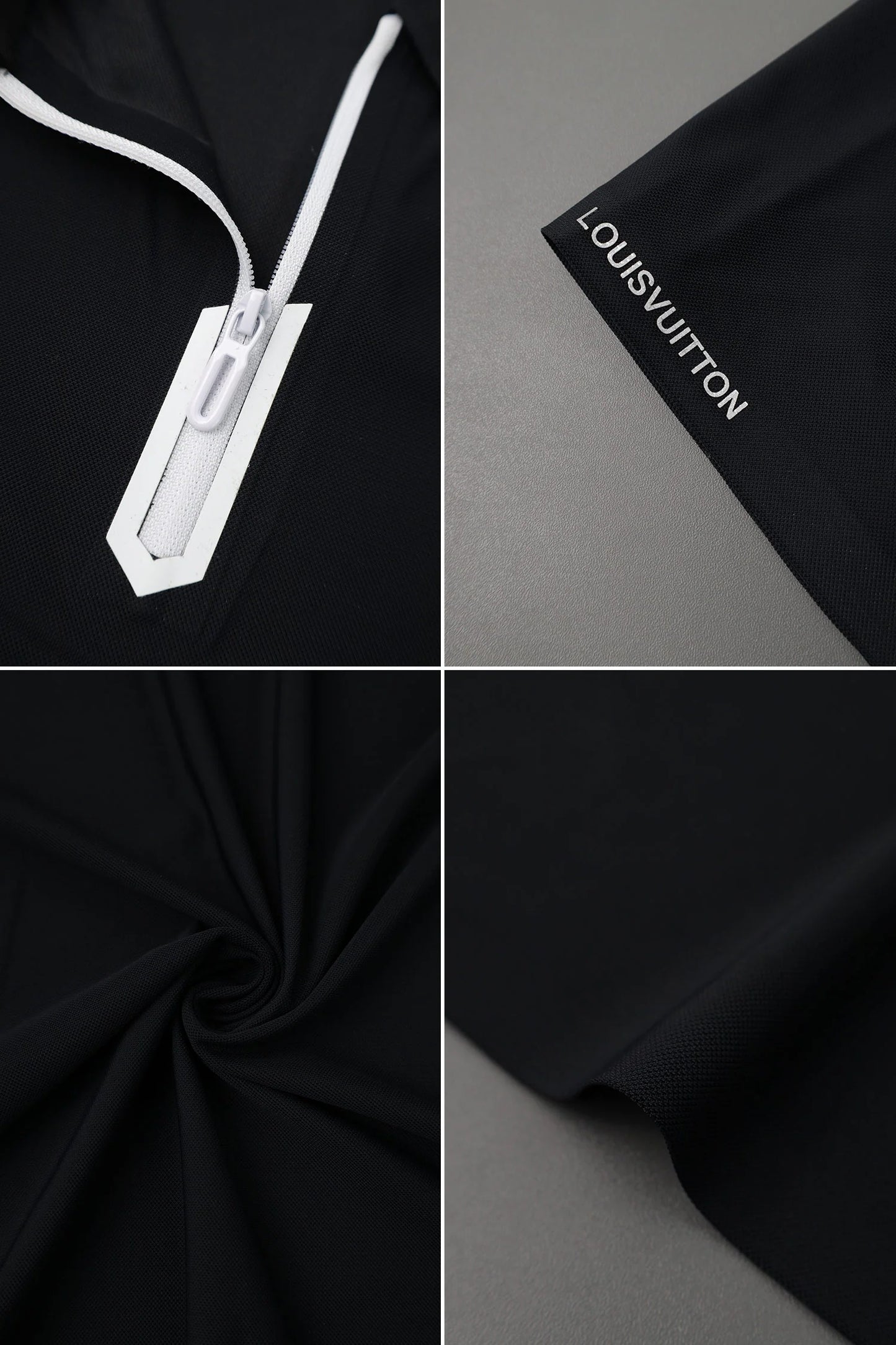 Premium Men's black Quarter Zip Polo Shirt
