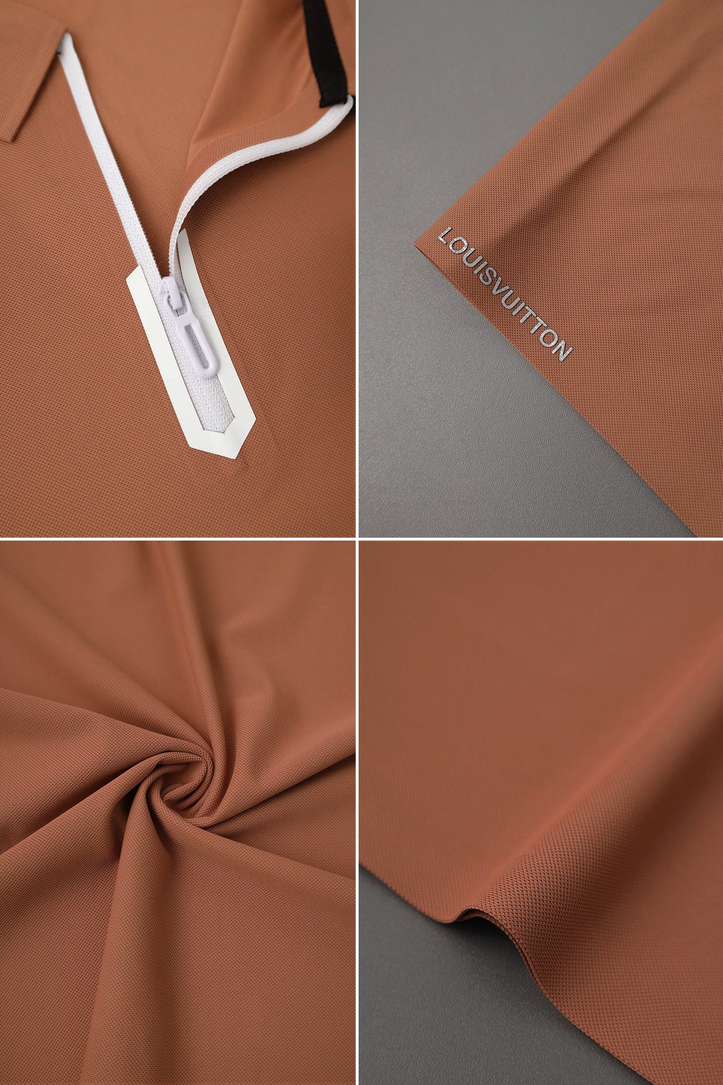 Premium Men's brown Quarter Zip Polo Shirt