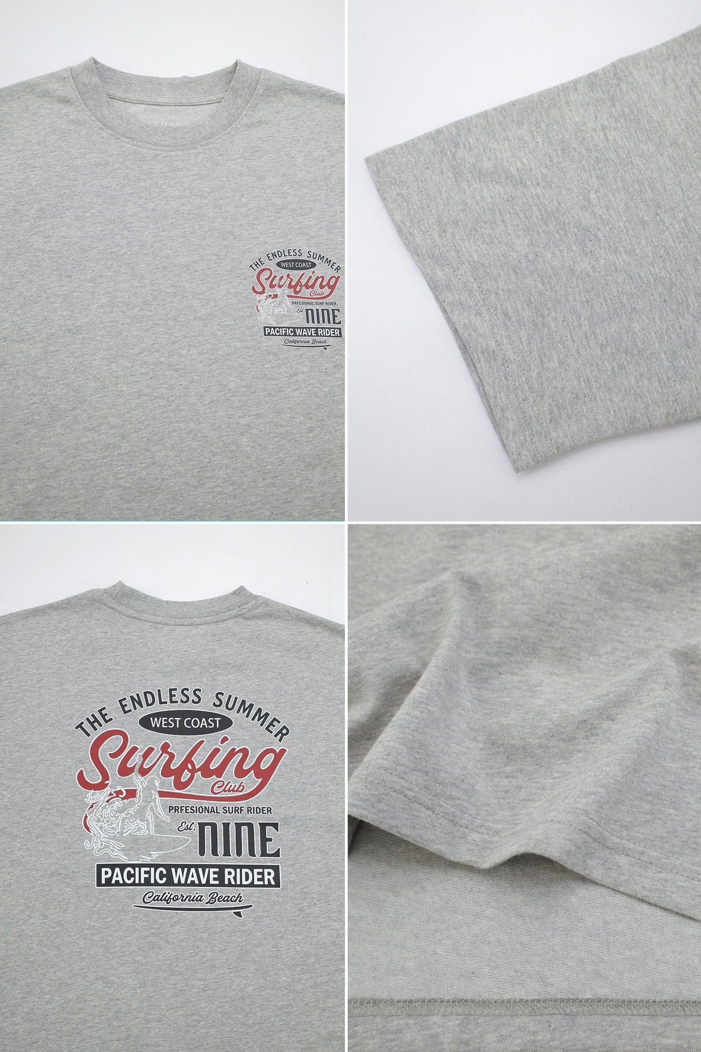 Pacific Wave Rider Oversized Grey Tee
