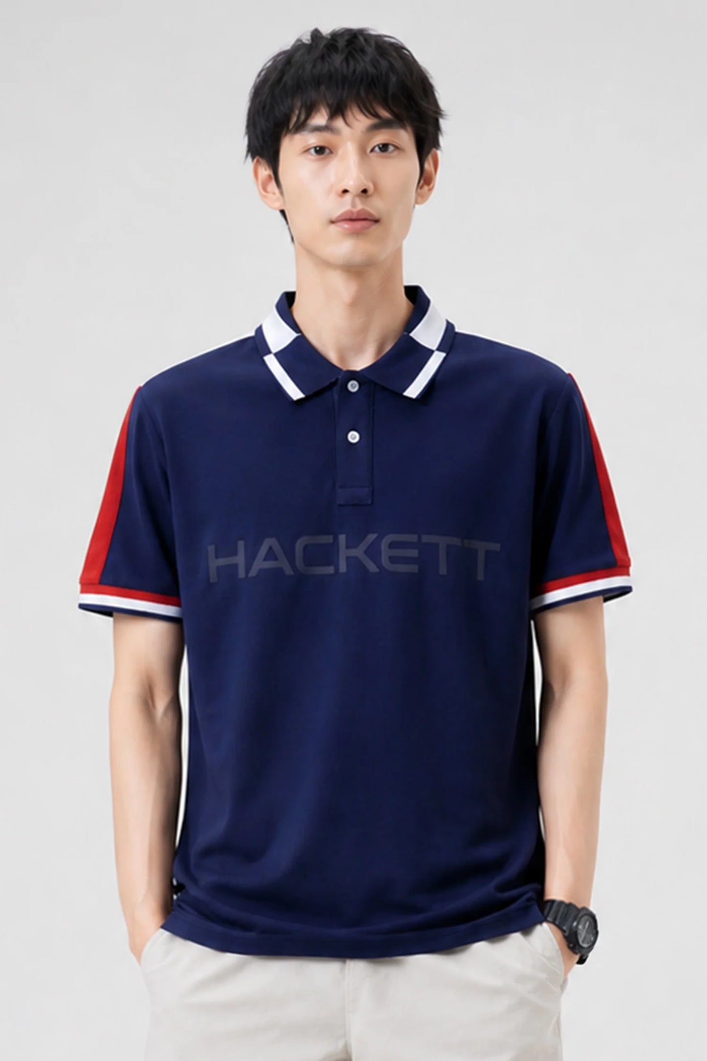 Men's Black Slim-Fit Short Sleeve Casual Shirt