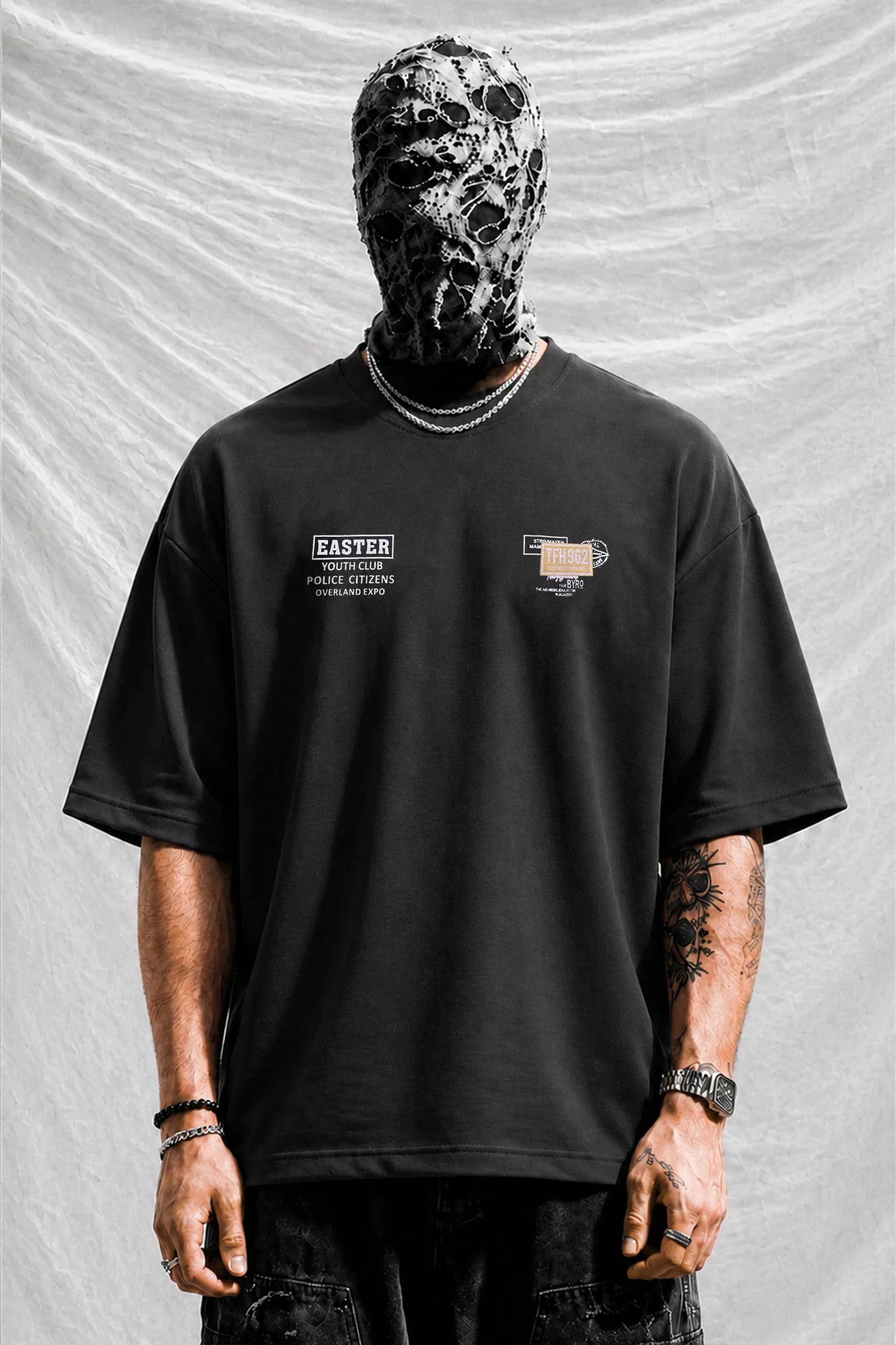 Oversized Black Urban Streetwear Graphic Cotton T-Shirt