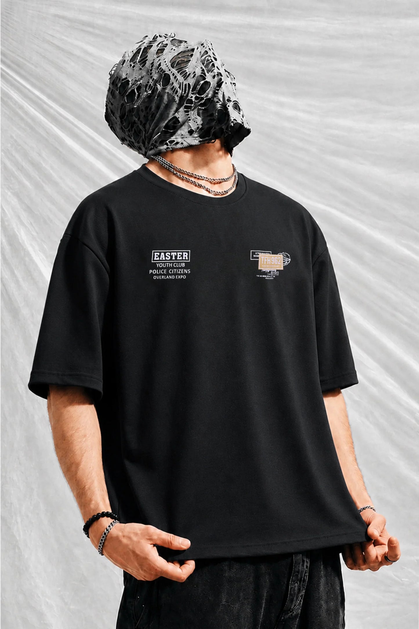 Oversized Black Urban Streetwear Graphic Cotton T-Shirt
