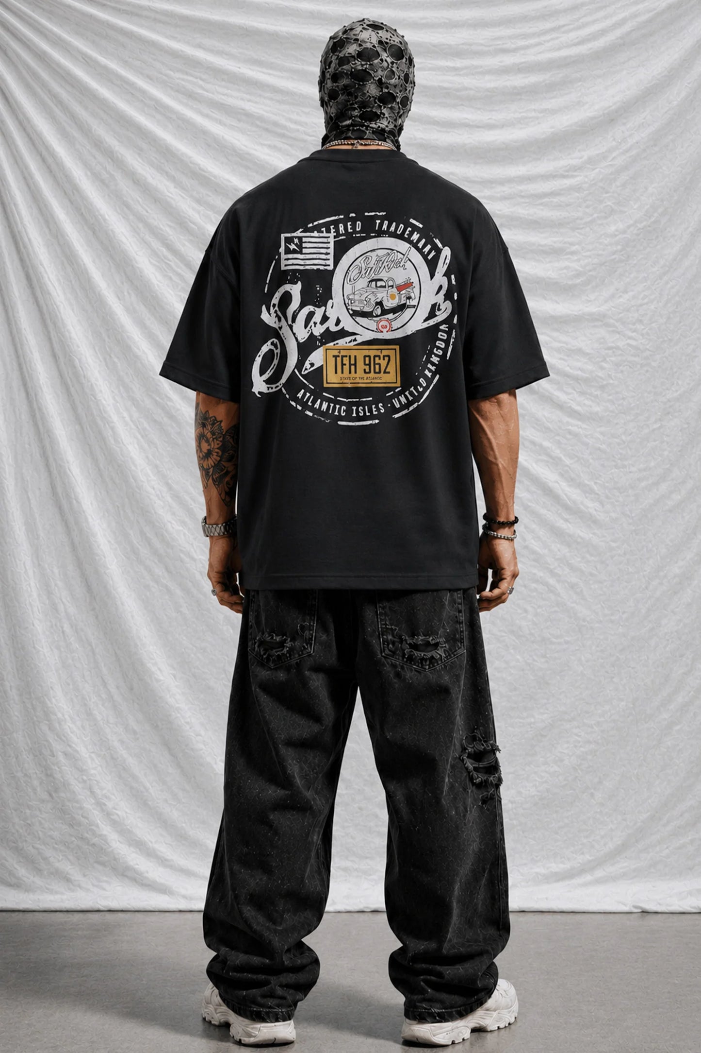 Oversized Black Urban Streetwear Graphic Cotton T-Shirt