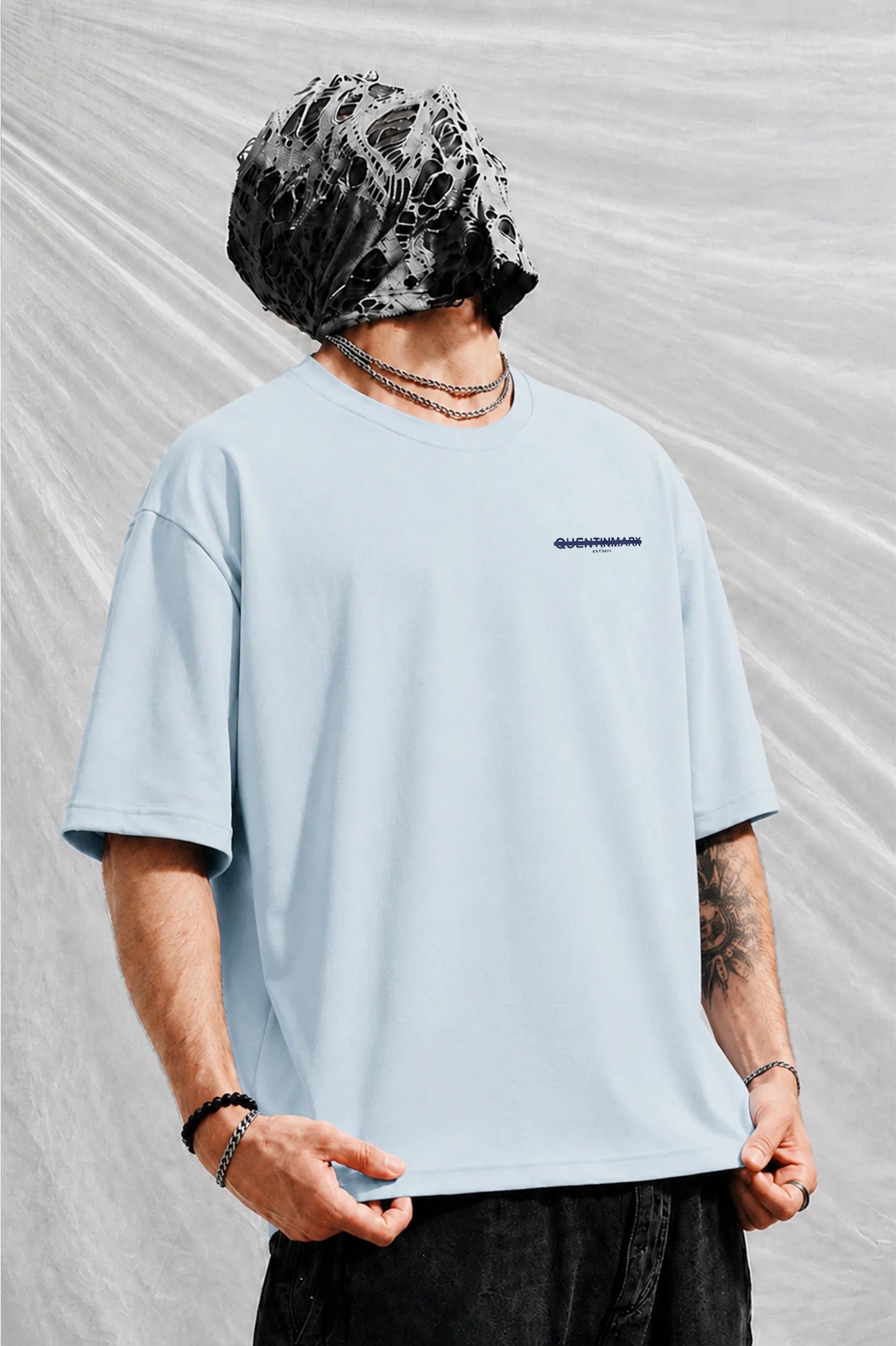 Oversized Beige Urban Streetwear Graphic Cotton T-Shirt