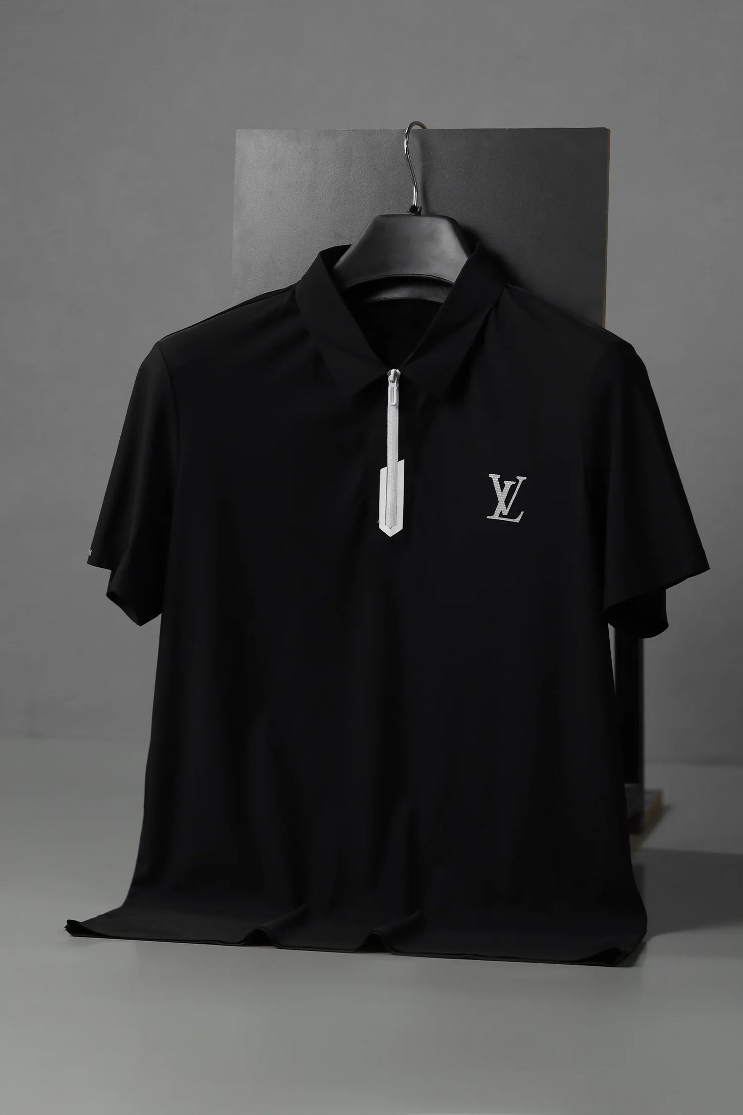 Premium Men's  black Quarter Zip Polo Shirt