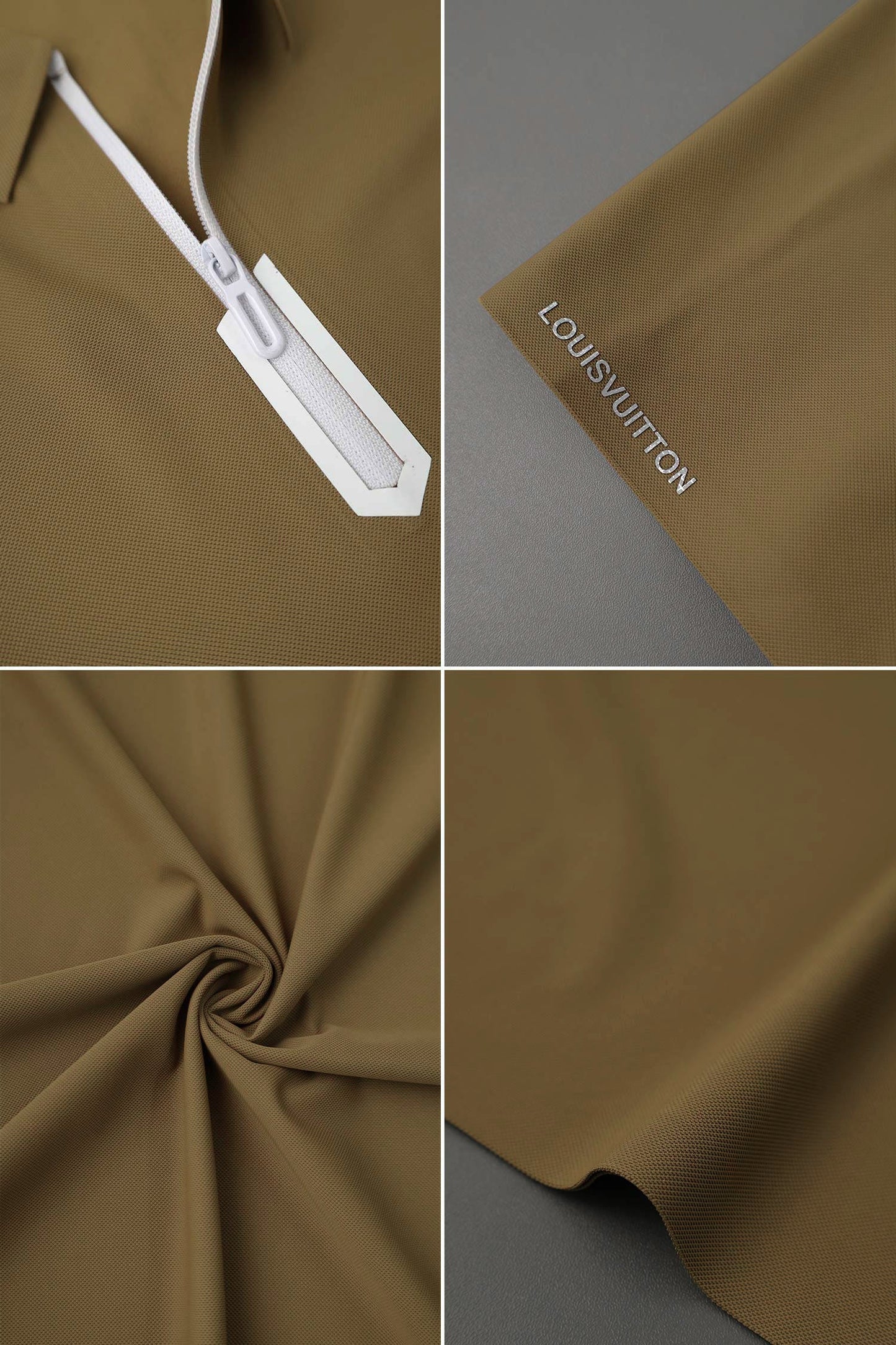 Luxury Olive Green Half Zip Polo Shirt