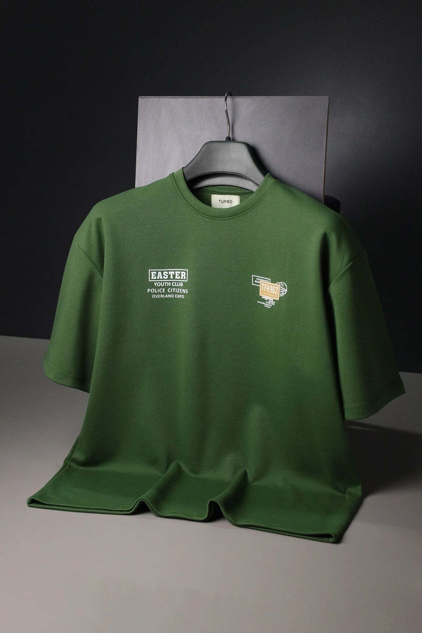 Oversized Olive Green Urban Streetwear Graphic Cotton T-Shirt