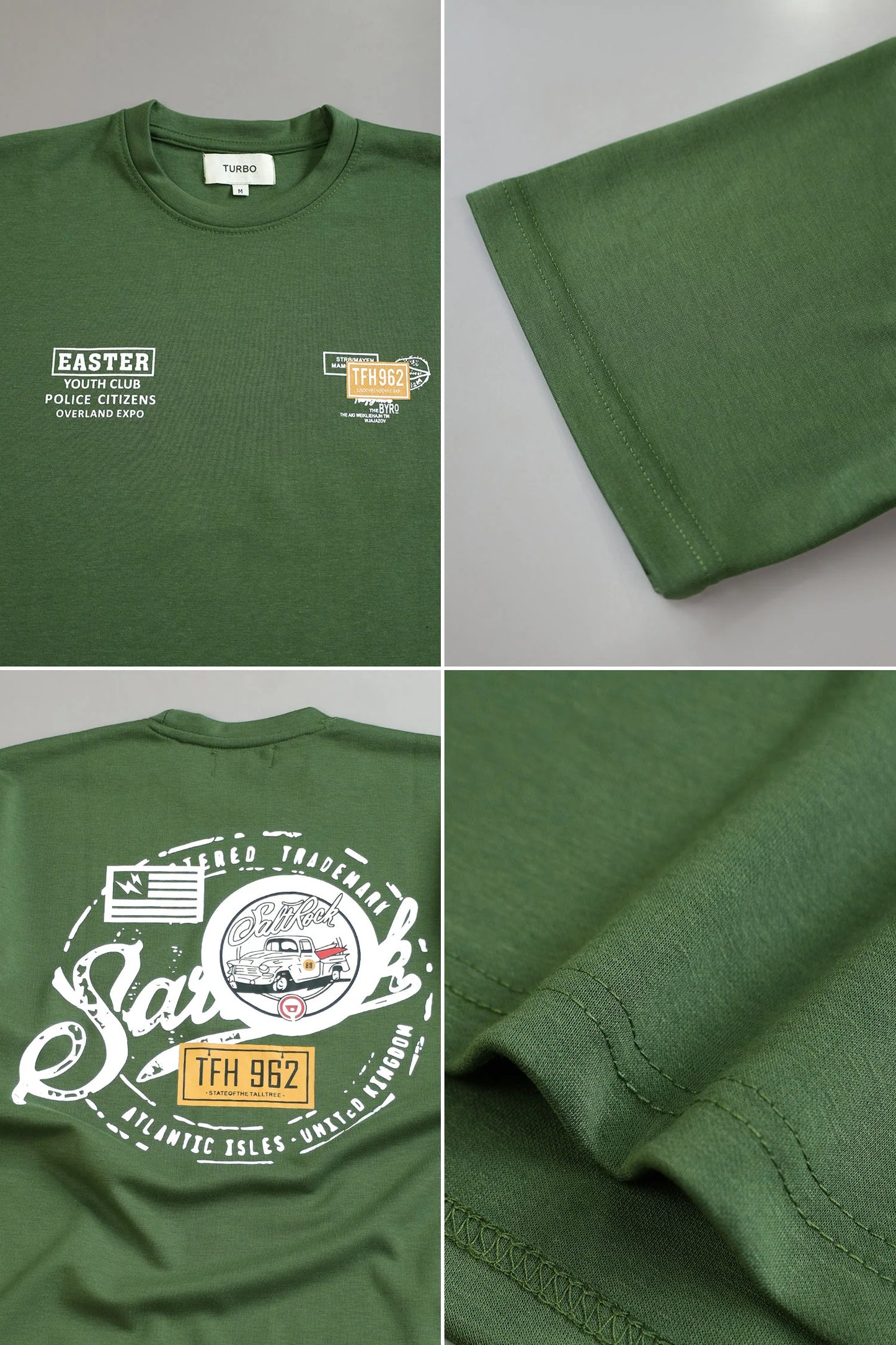 Oversized Olive Green Urban Streetwear Graphic Cotton T-Shirt