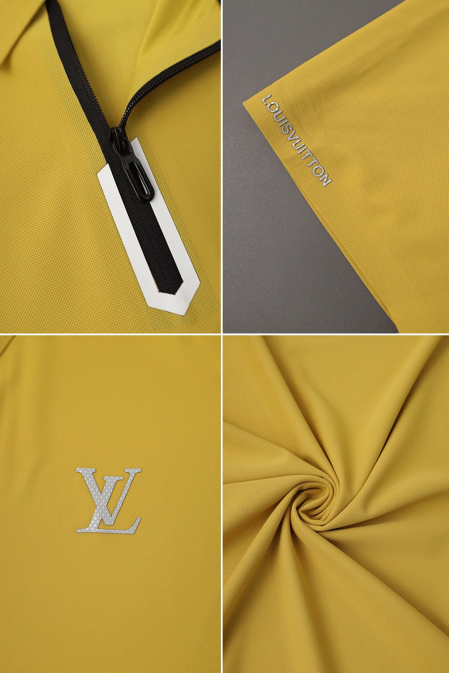 Premium Men's Yellow Quarter Zip Polo Shirt