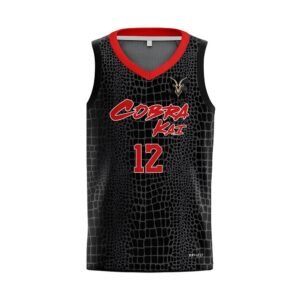 Custom Basketball Uniform Set – Black Croc Texture with Red Trim