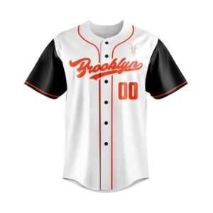 Brooklyn White & Black Sleeve Custom Baseball Uniform Set (Jersey + Pants)