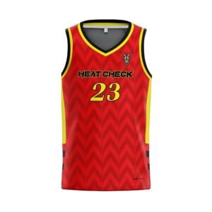 Custom Basketball Uniform Set – Red, Yellow & Black Chevron