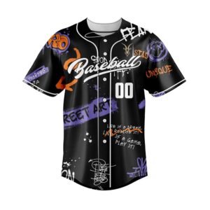 Street Art Graffiti Black Custom Baseball Uniform Set (Jersey + Pants)