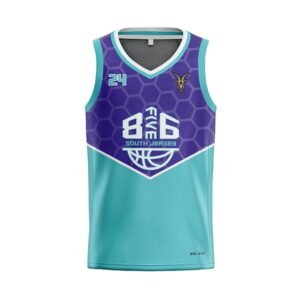 Custom Basketball Uniform Set – Purple & Teal Hexagon