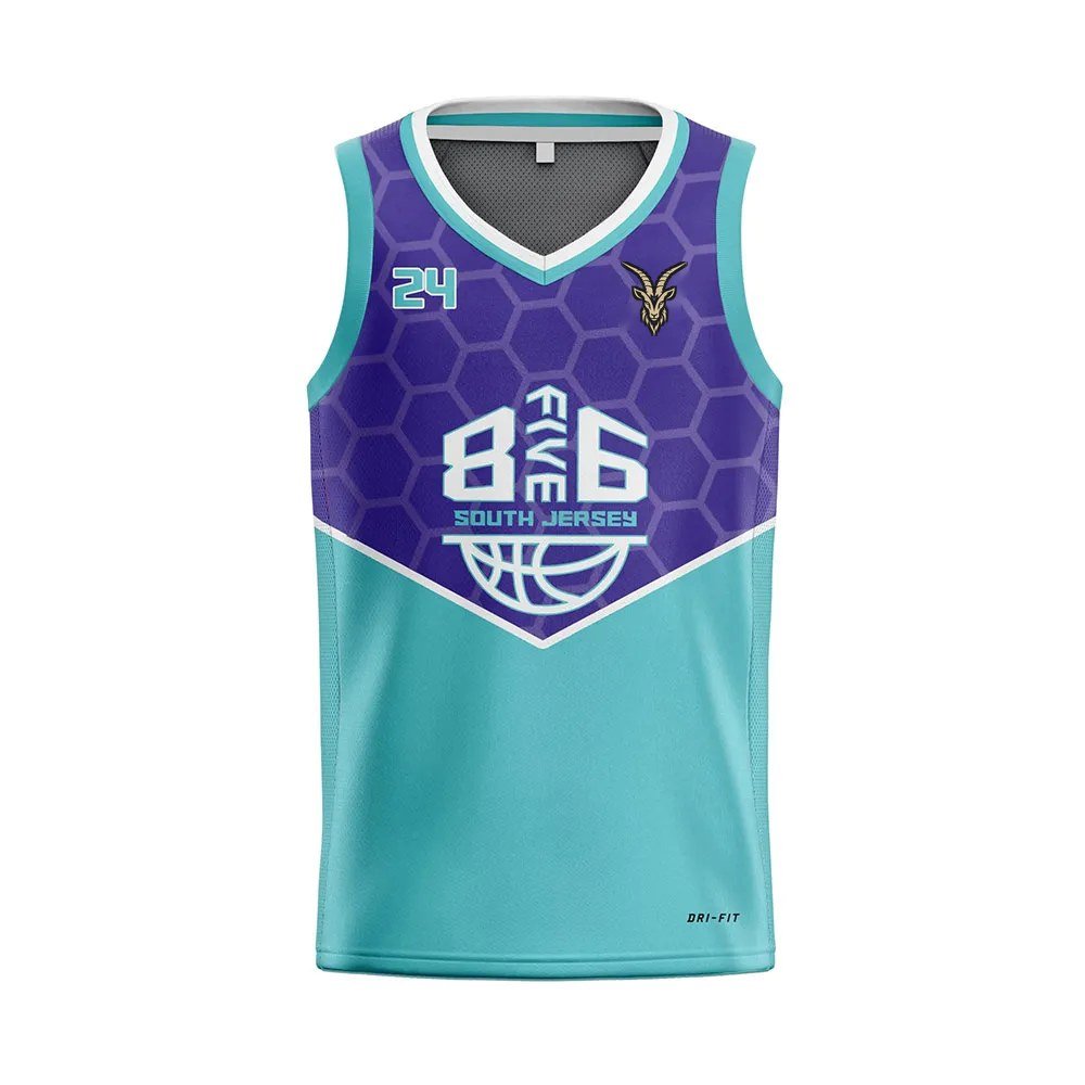 Custom Basketball Uniform Set – Purple & Teal Hexagon