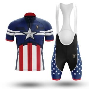 Men’s USA Star & Stripes Cycling Jersey and Bib Shorts Set