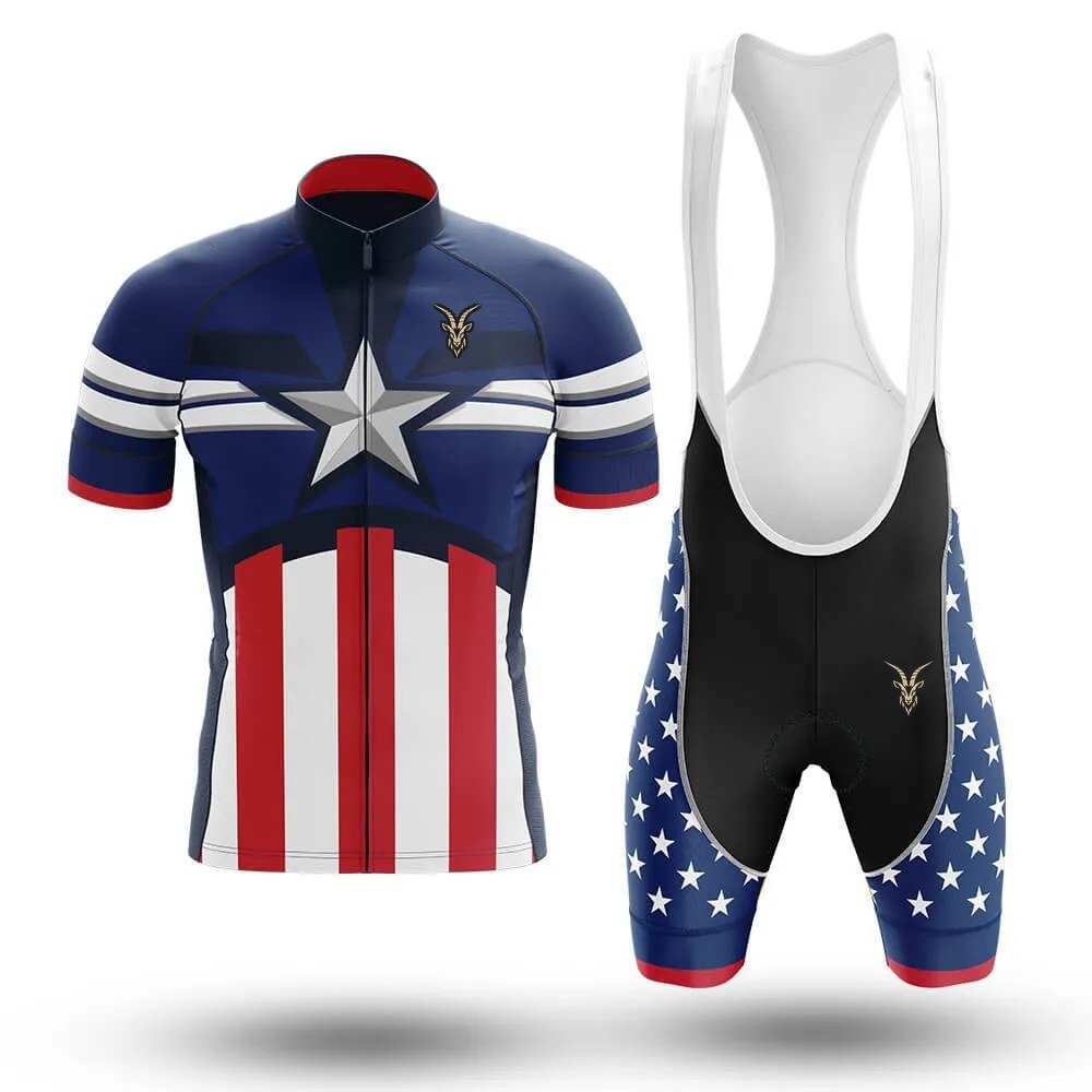 Men's USA Star & Stripes Cycling Jersey and Bib Shorts Set