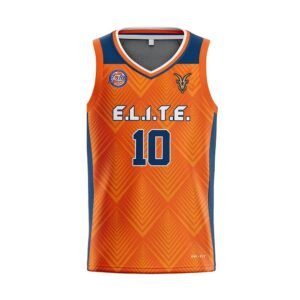 Custom Basketball Uniform Set – Orange & Navy Diamond Pattern