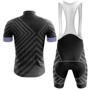 Men’s Black Chevron Pattern Cycling Jersey and Bib Shorts Set
