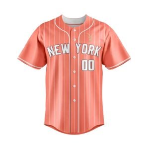 Coral Pinstripe ‘New York’ Custom Baseball Uniform Set (Jersey + Pants)