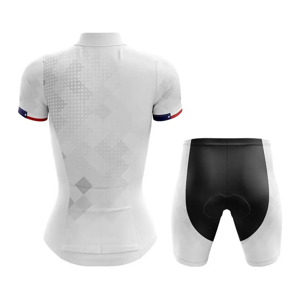 Women's White Diamond Pattern Cycling Jersey and Shorts Set - Image 2