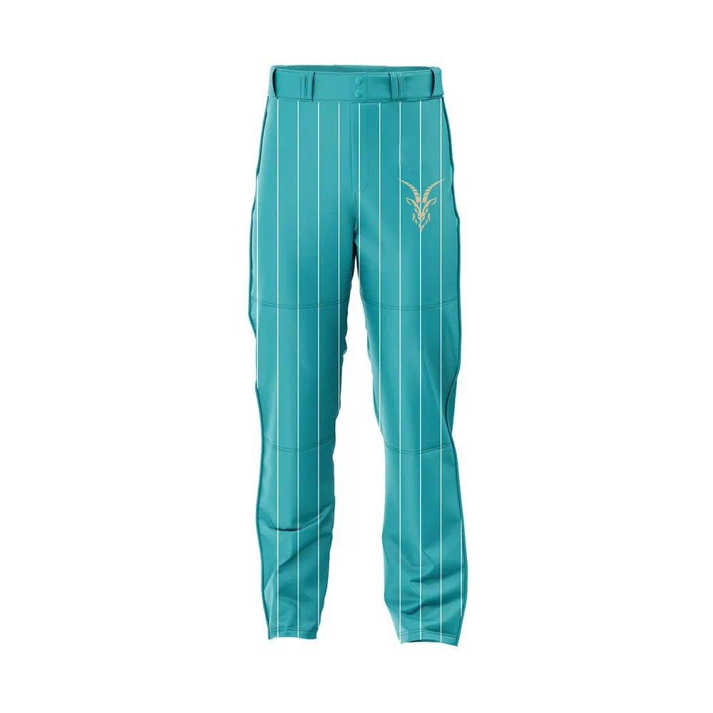 Teal Pinstripe Script Custom Baseball Uniform Set (Jersey + Pants) - Image 2