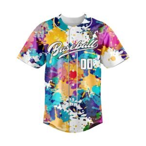 Paint Splash Multicolor Custom Baseball Uniform Set (Jersey + Pants)