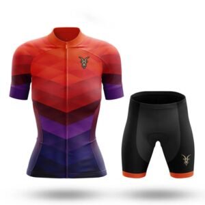 Women’s Sunset Chevron Gradient Cycling Jersey and Shorts Set