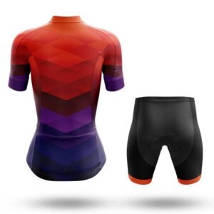 Women’s Sunset Chevron Gradient Cycling Jersey and Shorts Set